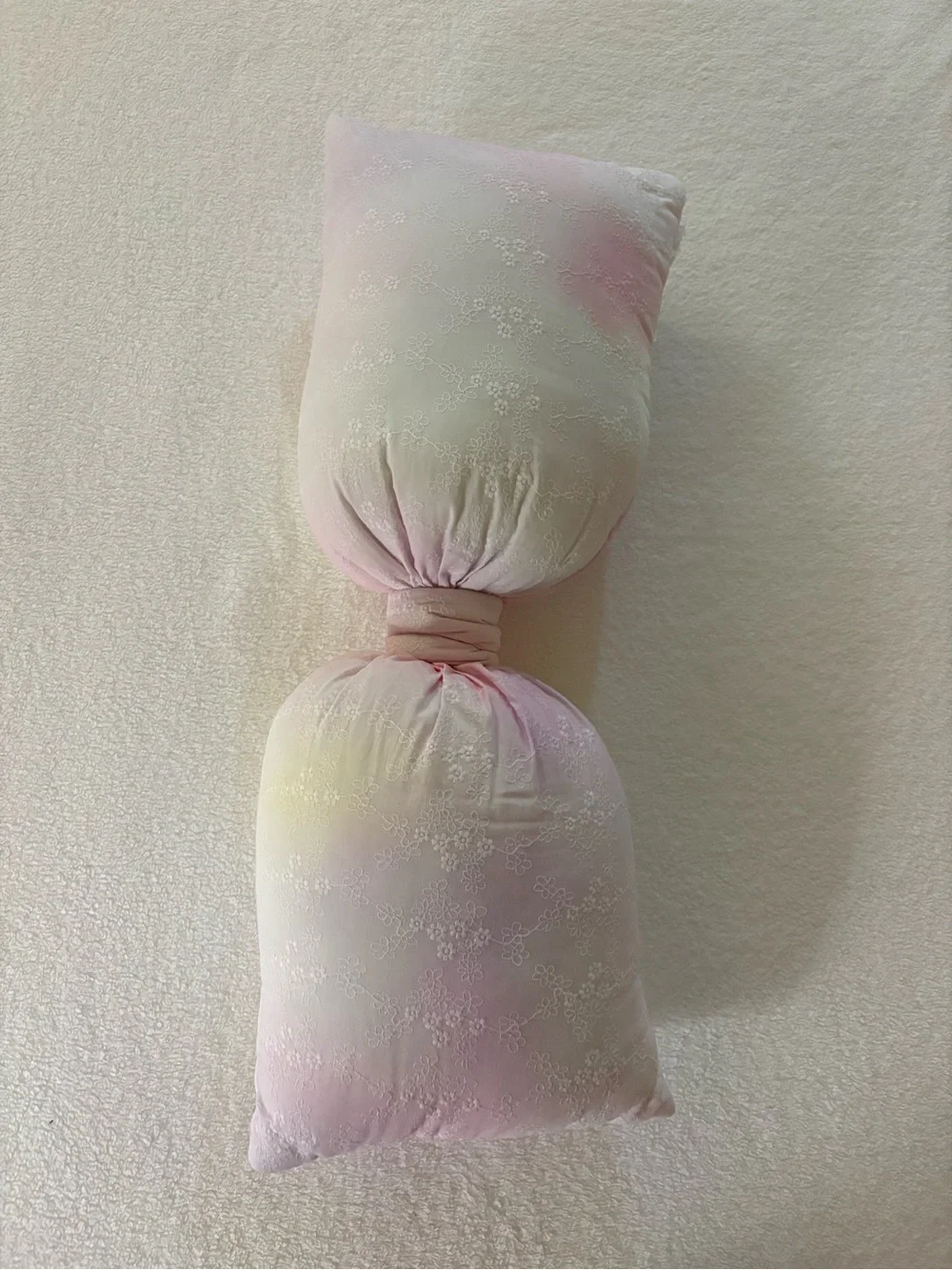 LoveShackFancy Pastel Flower Tie-dye Pink Yellow Oversized Bedrest Bow Pillow